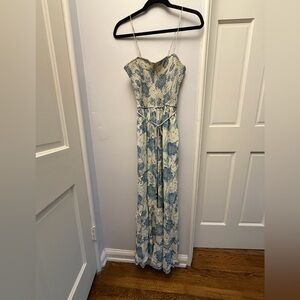 Free People Cream and Blue Floral Maxi Dress